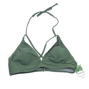 Fashion Classic Collection Bikini Top Triangle Halter Removable Cups Green M